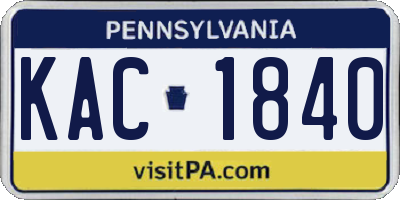 PA license plate KAC1840