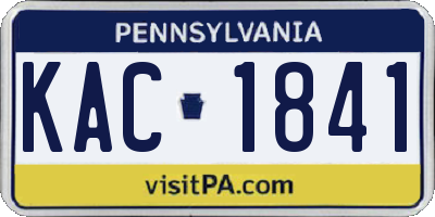PA license plate KAC1841