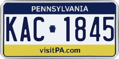 PA license plate KAC1845