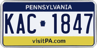 PA license plate KAC1847