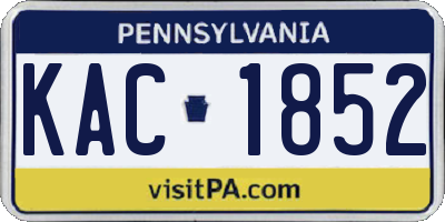 PA license plate KAC1852