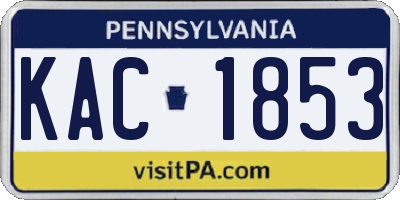 PA license plate KAC1853