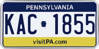 PA license plate KAC1855
