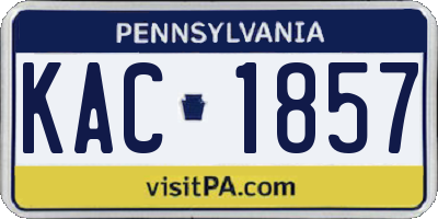 PA license plate KAC1857