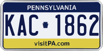 PA license plate KAC1862