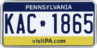 PA license plate KAC1865