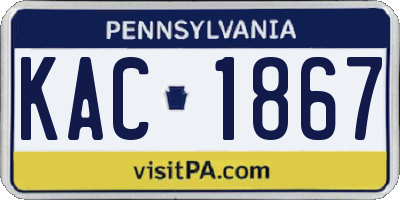 PA license plate KAC1867