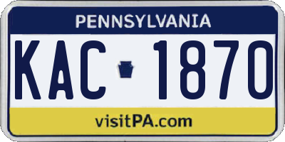 PA license plate KAC1870