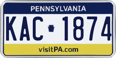PA license plate KAC1874