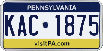 PA license plate KAC1875