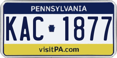 PA license plate KAC1877