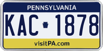 PA license plate KAC1878