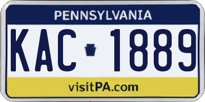 PA license plate KAC1889