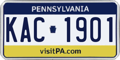 PA license plate KAC1901