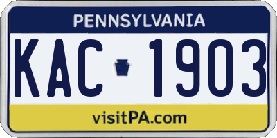 PA license plate KAC1903