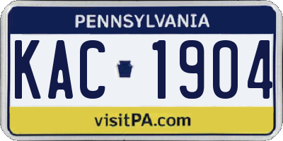 PA license plate KAC1904