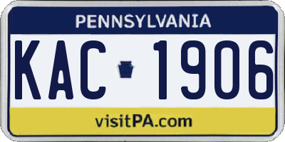 PA license plate KAC1906