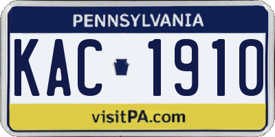 PA license plate KAC1910