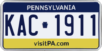 PA license plate KAC1911