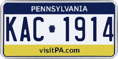 PA license plate KAC1914