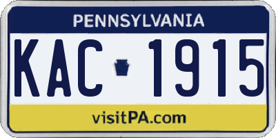 PA license plate KAC1915