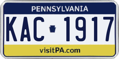PA license plate KAC1917