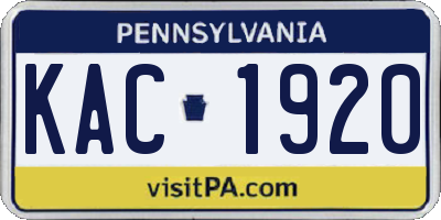 PA license plate KAC1920