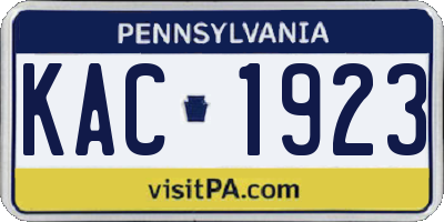 PA license plate KAC1923