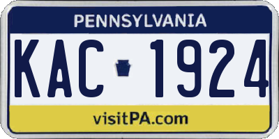 PA license plate KAC1924
