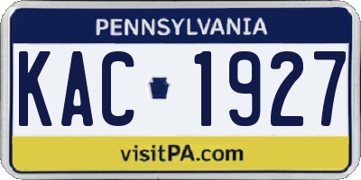 PA license plate KAC1927