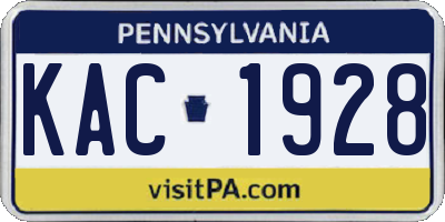 PA license plate KAC1928