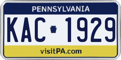 PA license plate KAC1929