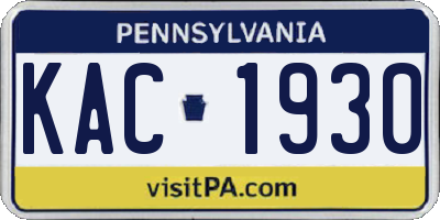 PA license plate KAC1930