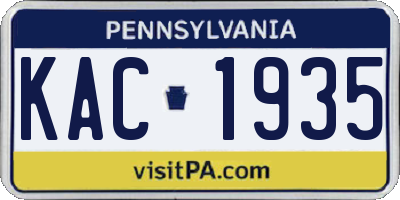 PA license plate KAC1935
