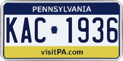 PA license plate KAC1936