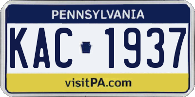 PA license plate KAC1937