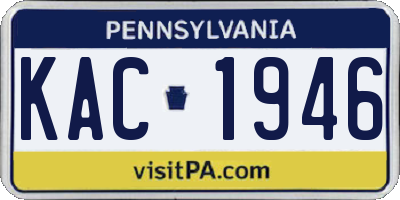 PA license plate KAC1946