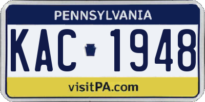 PA license plate KAC1948