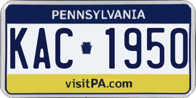 PA license plate KAC1950
