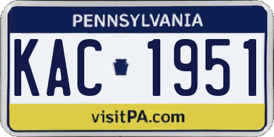 PA license plate KAC1951
