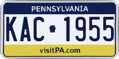 PA license plate KAC1955