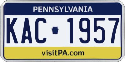 PA license plate KAC1957