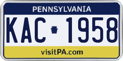 PA license plate KAC1958