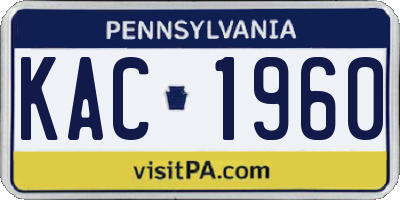 PA license plate KAC1960