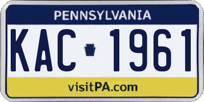 PA license plate KAC1961