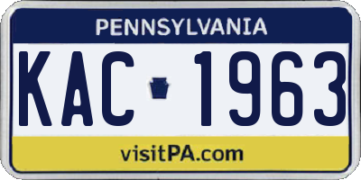 PA license plate KAC1963