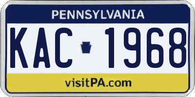 PA license plate KAC1968