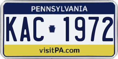 PA license plate KAC1972