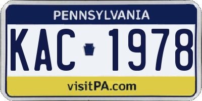 PA license plate KAC1978