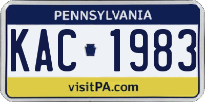 PA license plate KAC1983